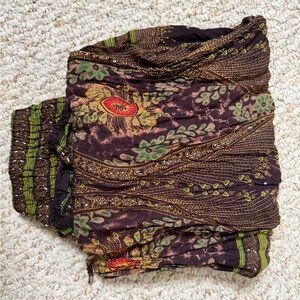 ❤️Tie Front Boho Harem Pants Brown, Orange, Green Rayon